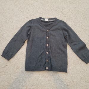 H&M HM Long Sleeve Button V-neck Cardigan Grey Size 4T Kid Toddler 100% Cotton